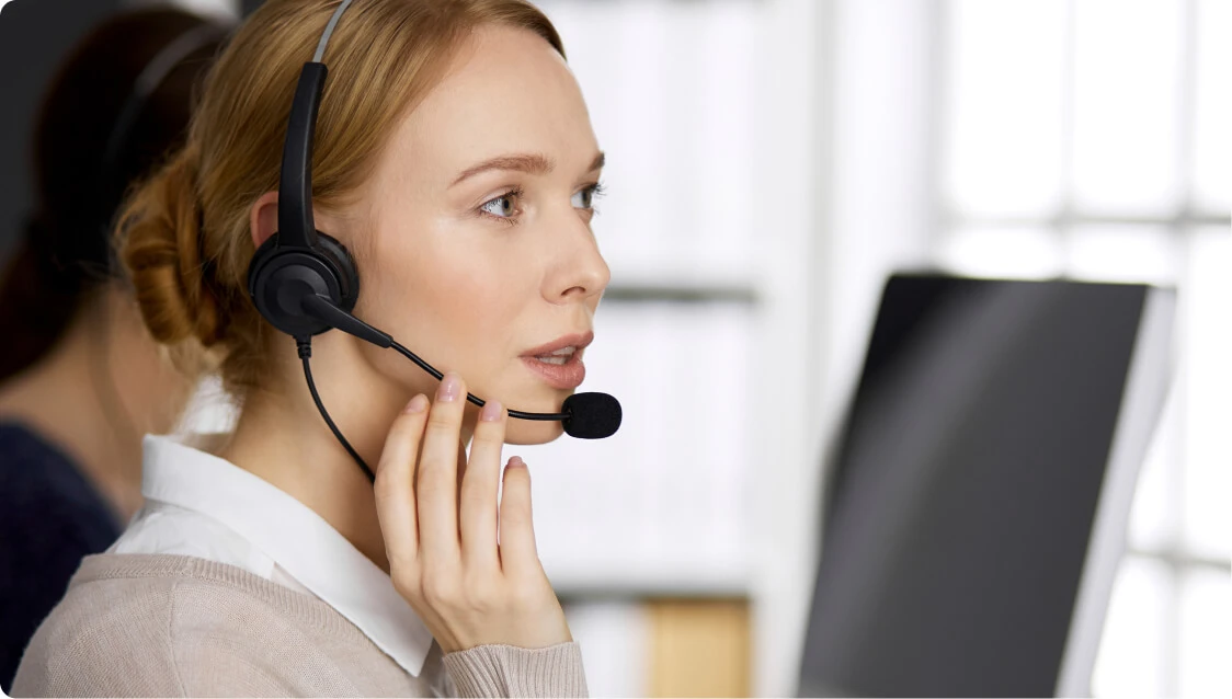 Woman working in a call center